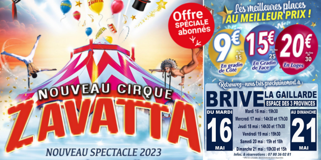 Tarifs réduits pour "Le Nouveau Cirque Zavatta" à Brive