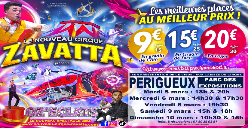 Le Nouveau Cirque Zavatta à Périgueux Tarifs réduits pour Le Nouveau Cirque Zavatta à Périgueux
